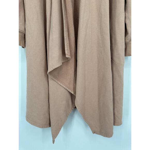 Free People Red Eye Cardigan Oversized Open Front Longline Duster Sweater, Tan - Picture 6 of 15